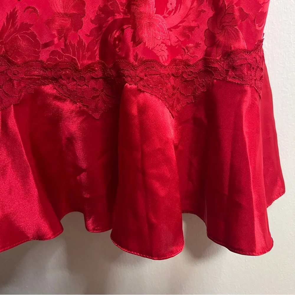 Red Floral Satin Chemise - Picture 3 of 7